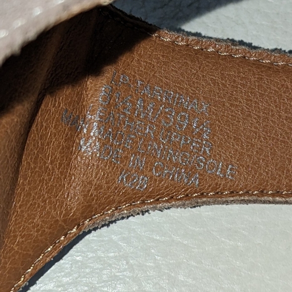 LUCKY BRAND EUC Tarrinax Sandals, Tan, Zipper Back, 3" Heel, Size 8.5M - Picture 10 of 11